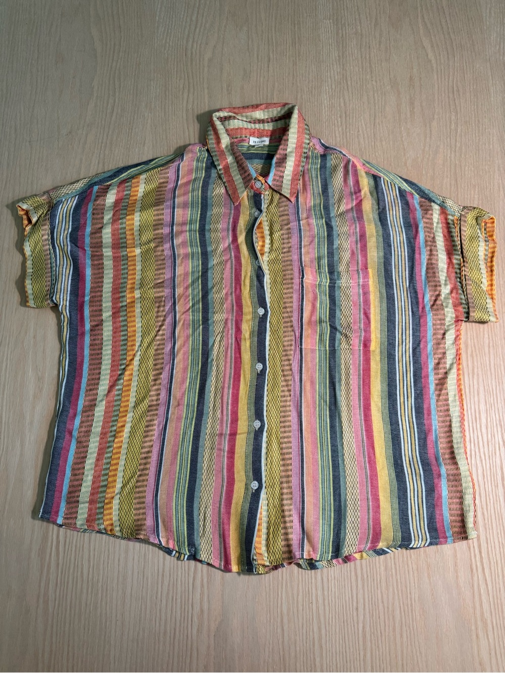 Women’s Multicolor Striped Short-Sleeve Button-Down Shirt